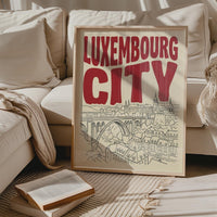 Luxembourg City Wall Art, Minimalist Travel Print, Framed Canvas
