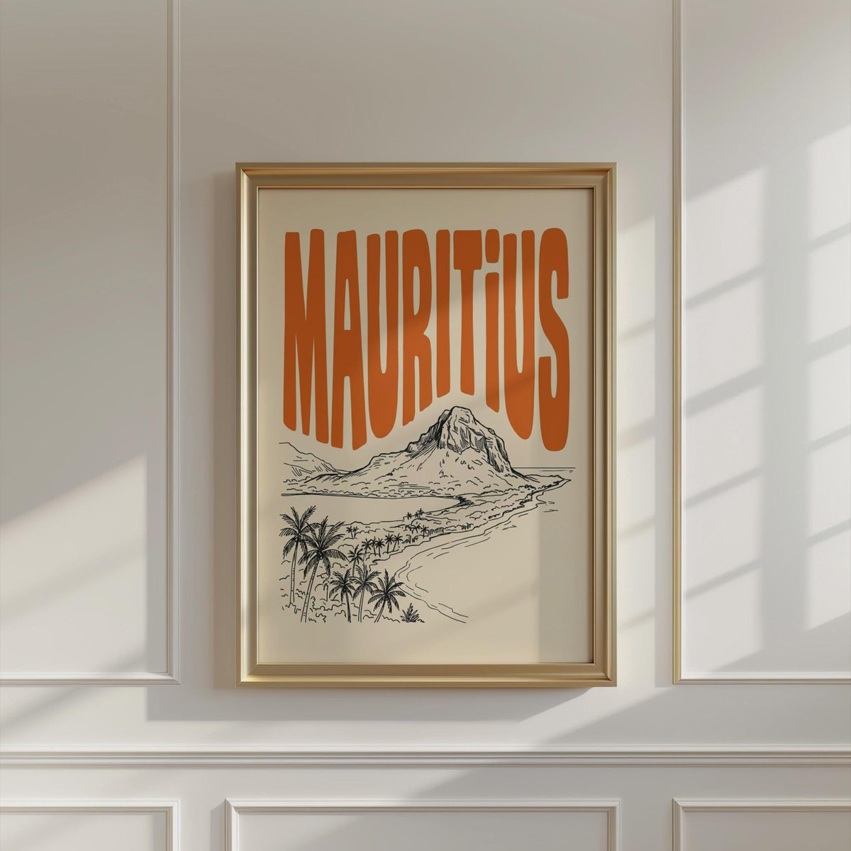 Mauritius Wall Art, Retro Travel Poster, Framed Canvas Beach Tropical Decor