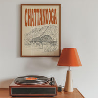 Chattanooga Tennessee Wall Art, Framed Canvas Print, Retro Travel Decor