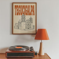 Tegucigalpa Wall Art, Honduras Cathedral Retro Print, Framed Canvas
