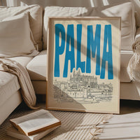 Palma de Mallorca Wall Art, Retro Travel Poster, Framed Canvas Print