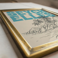 Seychelles Wall Art, Retro Travel Print, Framed Canvas Tropical Island Decor
