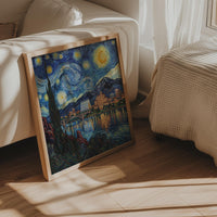 Colorado Springs Wall Art, Van Gogh Starry Night Style Print, Framed Canvas