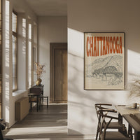 Chattanooga Tennessee Wall Art, Framed Canvas Print, Retro Travel Decor