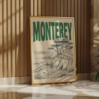 Monterey California Wall Art, Coastal Cliffs Framed Canvas Print