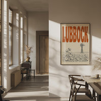 Lubbock Texas Wall Art, Framed Canvas Print, Rustic Cotton Field Decor