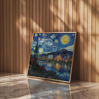 Colorado Springs Wall Art, Van Gogh Starry Night Style Print, Framed Canvas