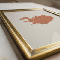 Iceland Map Wall Art, Boho Minimalist Terracotta Mid Century Framed Canvas Print, Travel Decor