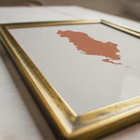 Albania Map Wall Art, Boho Minimalist Terracotta Topographic Mid Century Decor, Framed Canvas Print