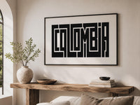 Colombia Wall Art, Minimalist Typography Print, Framed Canvas Decor