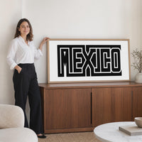 Mexico Wall Art, Minimalist Typography Print, Framed Canvas Decor