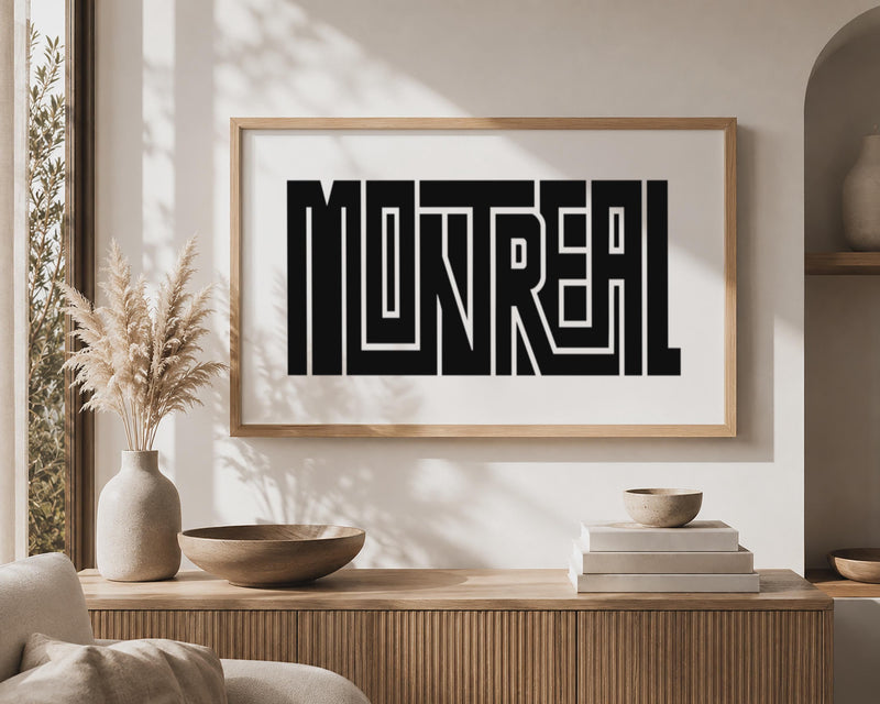 Montreal Wall Art, Minimalist City Typography Print, Framed Canvas Decor