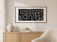 New York Wall Art, Minimalist Typography Print, Framed Canvas Decor