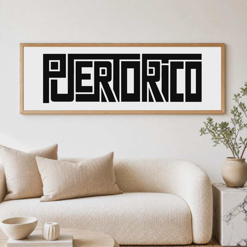 Puerto Rico Wall Art, Panoramic Minimalist Typography Print