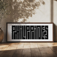 Philippines Wall Art, Panoramic Minimalist Typography Print