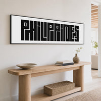 Philippines Wall Art, Panoramic Minimalist Typography Print