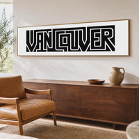 Vancouver Panoramic Wall Art, Minimalist Typography Print, Bold Decor