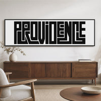 Providence Wall Art, Typographic Panoramic Minimalist City Print, Home Decor