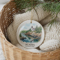 Acadia National Park Watercolor Custom Ornament, Christmas Maine Travel Gift