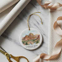 Capitol Reef National Park Watercolor Custom Ornament, Christmas Utah Travel Gift