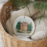 Craigievar Castle Watercolor Custom Ornament, Christmas Scotland Travel Gift
