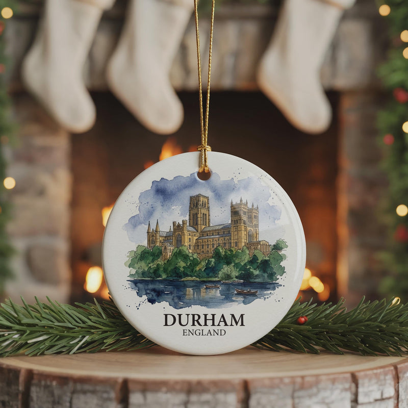 Durham Cathedral Watercolor Custom Ornament, Christmas England Travel Gift