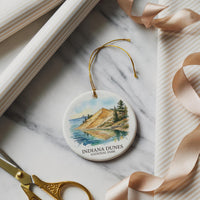 Indiana Dunes National Park Watercolor Custom Ornament, Christmas Indiana Travel Gift