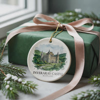 Inveraray Castle Watercolor Custom Ornament, Christmas Scotland Travel Gift