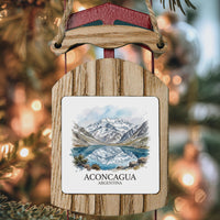 Aconcagua Mountain Watercolor Custom Ornament, Christmas Argentina Travel Gift