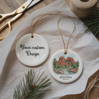 Sedona Arizona Watercolor Custom Ornament, Christmas Red Rock Landscape Gift