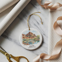 Zion National Park Watercolor Custom Ornament, Christmas Utah Travel Gift