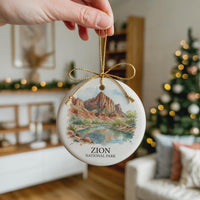 Zion National Park Watercolor Custom Ornament, Christmas Utah Travel Gift