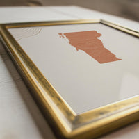 Vermont Map Wall Art, Boho Minimalist Terracotta Topographic Mid Century Framed Canvas Print