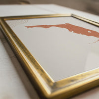 Florida Map Wall Art, Boho Minimalist Topographic Mid Century Framed Canvas, Terracotta State Print