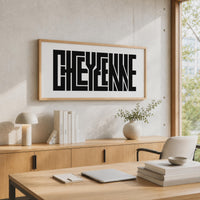 Cheyenne Wall Art, Minimalist Typography Print, Framed Canvas Decor