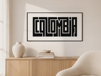 Colombia Wall Art, Minimalist Typography Print, Framed Canvas Decor