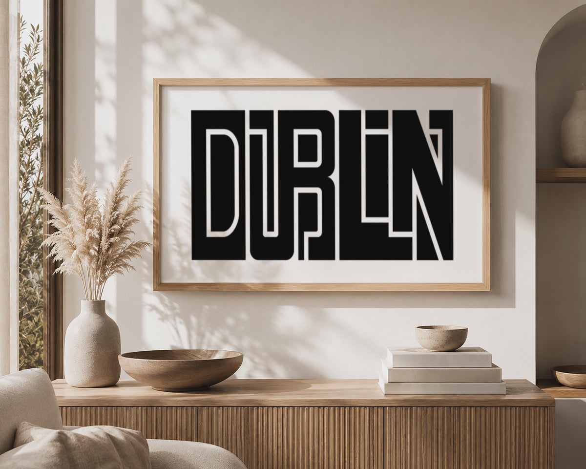 Dublin Minimalist Wall Art, Bold Typography Framed Canvas Print