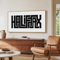 Halifax Wall Art, Minimalist Black White Framed Canvas Print