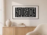 Houston Wall Art, Minimalist Typography Print, Framed Canvas Decor