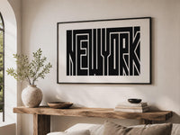 New York Wall Art, Minimalist Typography Print, Framed Canvas Decor