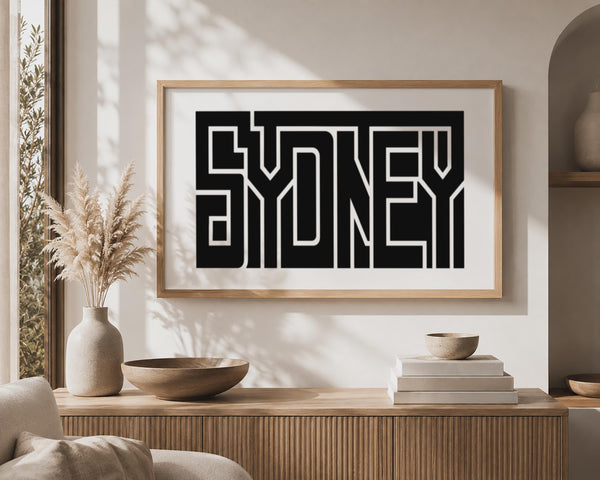Sydney Wall Art, Minimalist Typography Print, Framed Canvas Decor