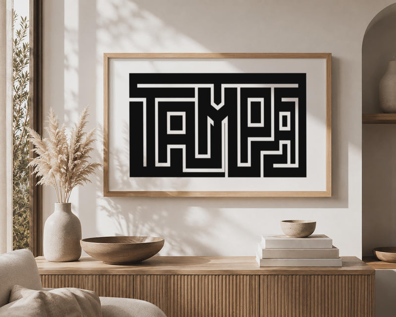 Tampa Minimalist Wall Art, Maze Graphic Framed Canvas Print