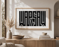 Warsaw Wall Art, Minimalist Typography Print, Framed Canvas Decor