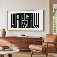 Warsaw Wall Art, Minimalist Typography Print, Framed Canvas Decor