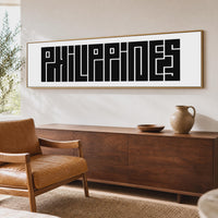 Philippines Wall Art, Panoramic Minimalist Typography Print