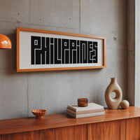 Philippines Wall Art, Panoramic Minimalist Typography Print