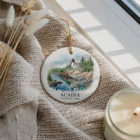 Acadia National Park Watercolor Custom Ornament, Christmas Maine Travel Gift