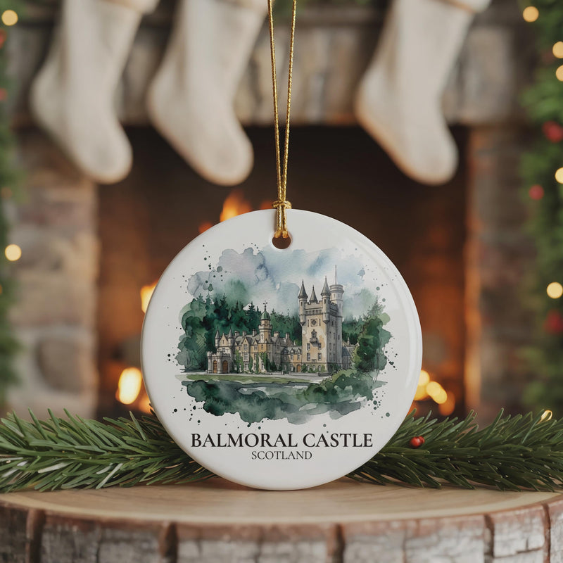 Balmoral Castle Watercolor Custom Ornament, Christmas Scotland Travel Gift