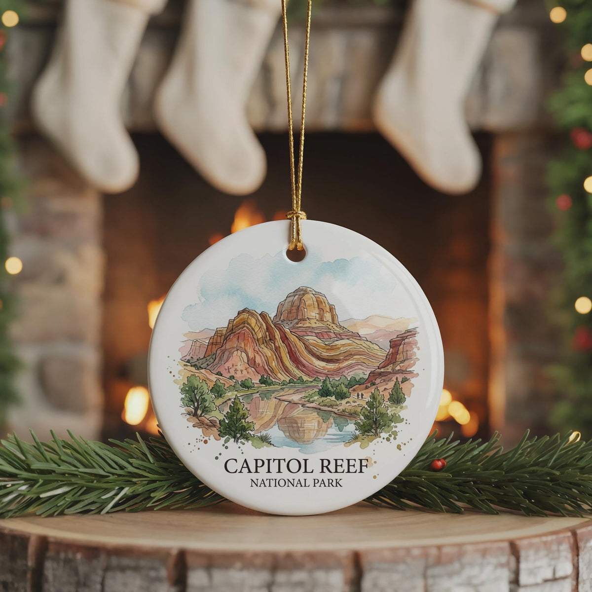 Capitol Reef National Park Watercolor Custom Ornament, Christmas Utah Travel Gift