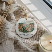 Copper Canyon Watercolor Ceramic Custom Ornament, Christmas Mexico Travel Gift